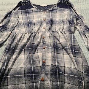 Blue and White Plaid Dress